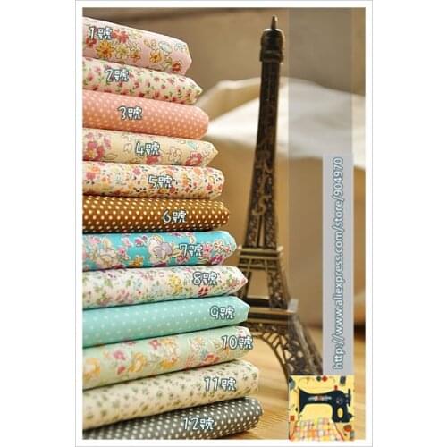 ZY DIY 24CM x 23CM 12 patterns flower dot cotton patchwork fabric for DIY sewing doll coth dress