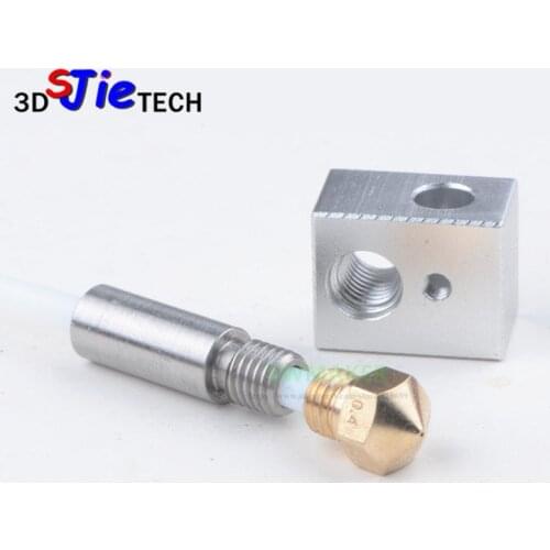 1set 3D printer MK10 Extruder hotend M7 thread 0.4mm Nozzle Throat Heater Block for Wanhao MK10 3D printer parts