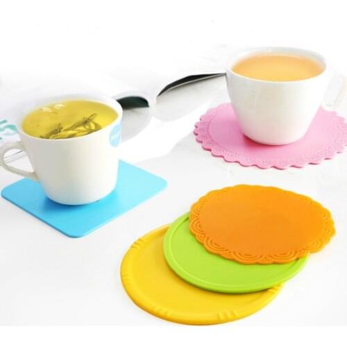 1pc Thicken Food Grade Silicone Water Coaster Insulated Placemat Non-slip Dish Mat High Temperature Resistant Table Mat Cup Pad
