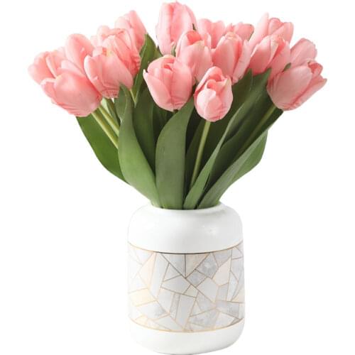 10pcs Tulip Artificial Flower Plants Real Touch Tulip Bouquet Fake Flower for Home Garden Wedding Decorations