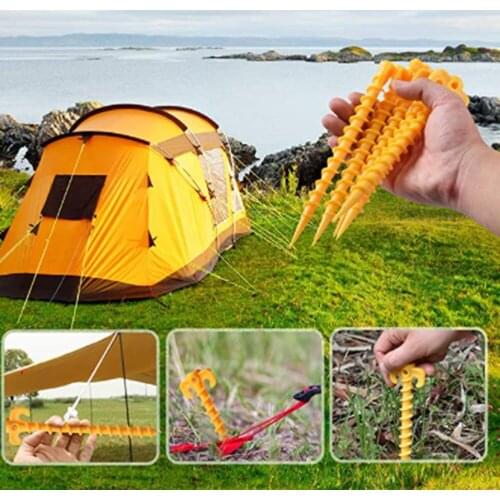 10PCS/Set Plastic Tent Hook Stakes Camping Tents Accessories Ground Support Nails Peg Screw Anchor Shelter