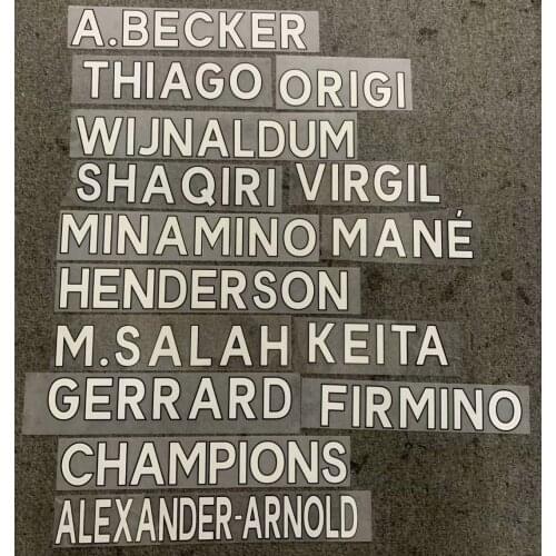 2021 A. Becker Thiago Origi Wijnaldum Shaqiri Virgil Minamino Mane Henderson Salah Gerrard Firmino Alexander arnold Nameset
