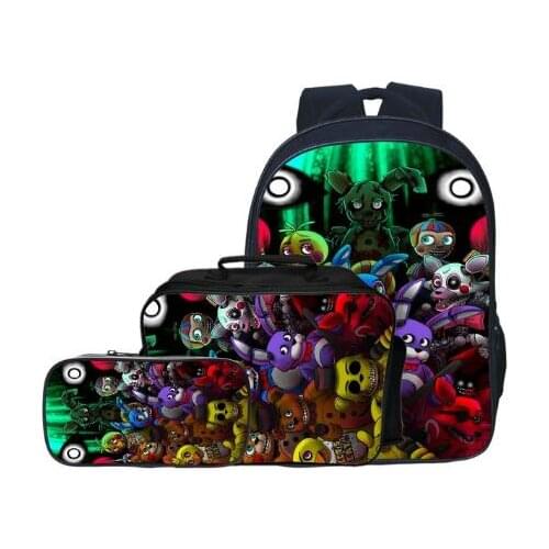 3pcs/set Fashion Cartoon Five Night At Freddy Children Backpacks Student Suit Bag Kids Baby School Bags Boys Schoolbag for Girls