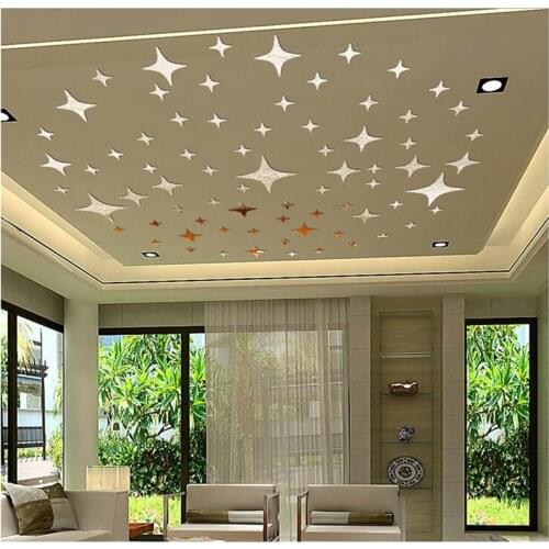3D Acrylic Star Shape Wall Stickers Mirror Surface for Living Room Bed Room Ceiling Wall Sticker Home Decoration Wall Decals
