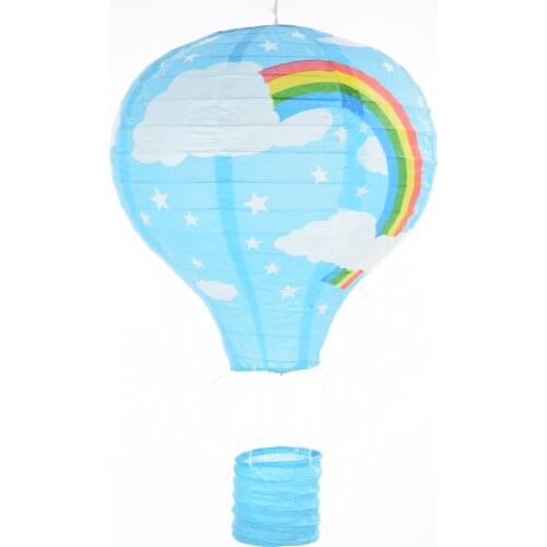 12" 5PCS Rainbow Hot Air Balloon light blue Paper Lantern Paper Chinese Lantern for Birthday Wedding Party