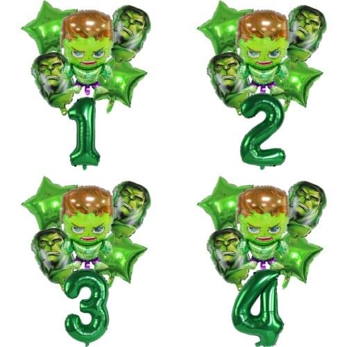 6pcs The Avengers Super Hero Hulk Theme Aluminum Balloon Kids Toy Birthday Party Decorations Baby Shower Globos Kids Toy Gift