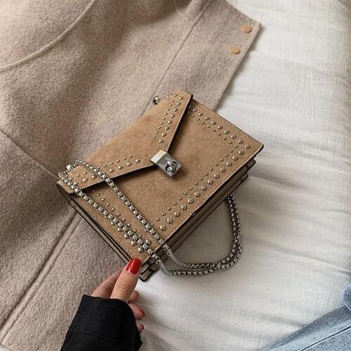 PU Leather Brand Designer Shoulder Simple Bags For Women 2020 Chain Rivet Luxury Crossbody Bag Female Fashion Small Handbags