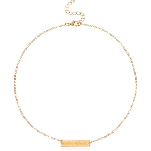 God Be with You Tag Pendant Necklace for Women Gold Silver Color Clavicle Chain Short Necklaces Female 2020 Fashion Jewelry New