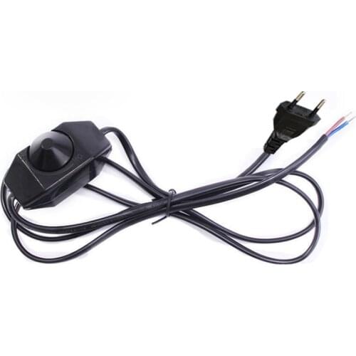 Black White EU US 2c*0.75mm 1.8m Online 303 Push Button Switch Power Cord Energy Saving LED Light Electric Cable 250V PVC Copper