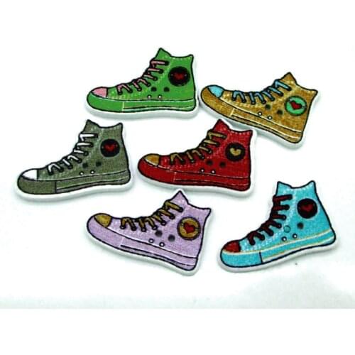 50pcs Mixed Shoes Wooden Sewing Buttons For Clothing Needlework Scrapbooking Wood Botones Decorative Crafts Diy Accessories