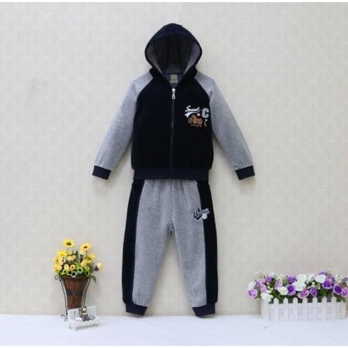 Children Velour Clothing Set Hoodie Long Sleeve Zipper Tops+Long Pants 2 Pieces/set Baby Clothes Boys 4 to 7 years Costume 2021
