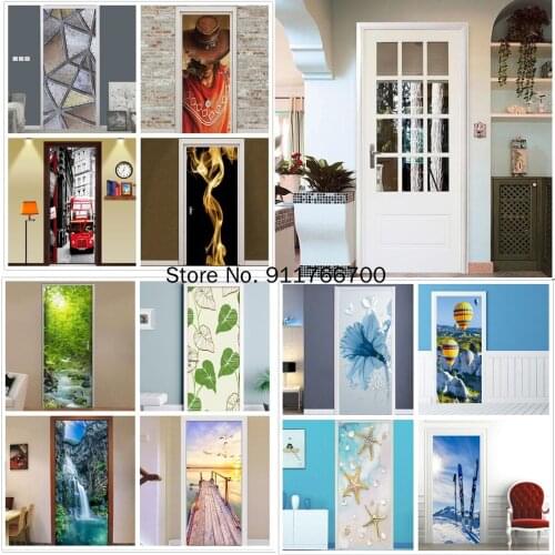 Door Sticker For Living Room Bedroom Decoration Vatican Cityscape Adhesive Wallpaper Poster Home Decor Wall Decals Geometric