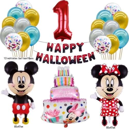 Disney Minnie Mouse Foil Balloons Party Supplies Kids Faovr Happy Birthday Flag Party Decorations Gifts For Childrens Balls