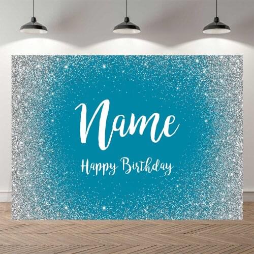 New Anniversaire Customize Background Silver Glitter Jade Photo Booth Backdrop Banner Happy Birthday Party Decoration Photocall