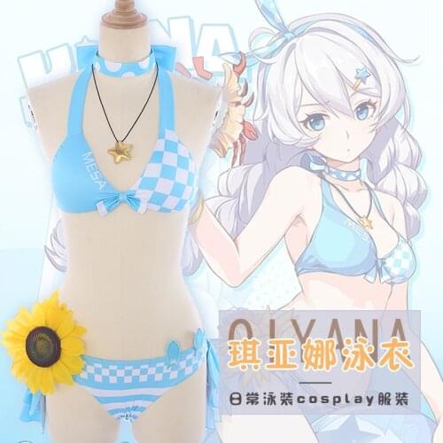 [Stock]Game Honkai Impact 3rd Kiana Kaslana Summer Day Swimsuit Sexy Bikini Sunshine Beach Swimming Party Cospaly Costume