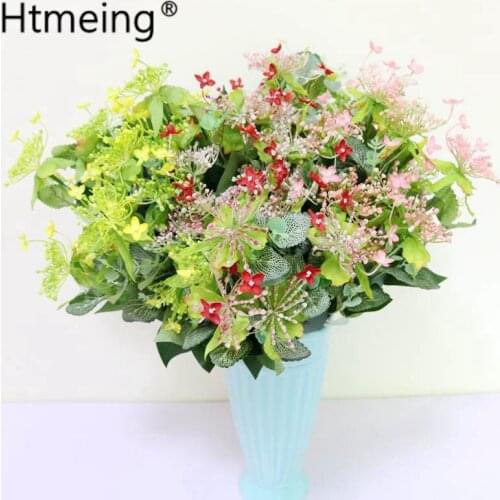 Artificial flowers jasmine flower bouquet artificial grass wedding car decoration flower vintage home indoor outdoor flowers