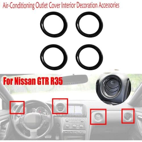 For Nissan GTR R35 2008-2016 Real Carbon Fiber 4-Piece Set Of Air-Conditioning Outlet Cover Interior Decoration Accessories