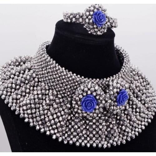 Dudo JEWELRY Choker Necklace Set Dubai Jewellery Sets Blue Coral Flowers Free Shipping African Beads Bride Set 2019