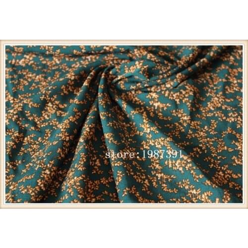 145cm width Composite flower fabric leaves pattern green background can't see through for skirt suit-dress headband CH-6047