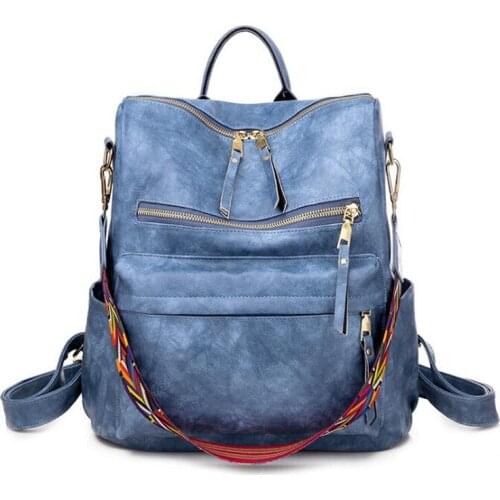 Retro Leather Backpacks Women Double Shoulder Bag Bagpack Travel Backpacks Teenagers Girls Boys Back Pack Women Mochila Feminina