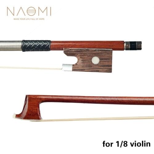NAOMI Brazilwood Bow 1/8 Violin / Fiddle Bow White Horsehair Bow Student Bow Beginner Use