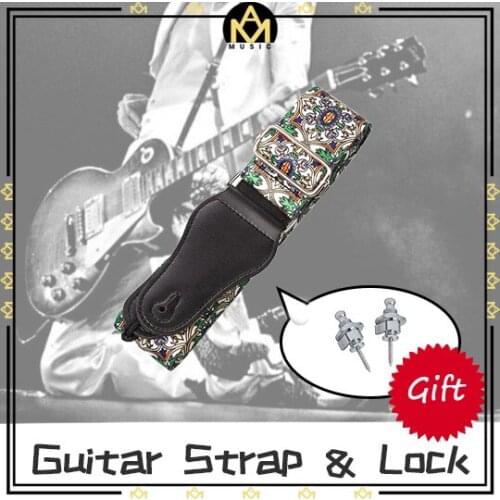 Durable Guitar Strap & Lock SET Delicate Texture Guitar Strap Lock Button Musical Instruments Anti-slip Bass Belt Locks Nails