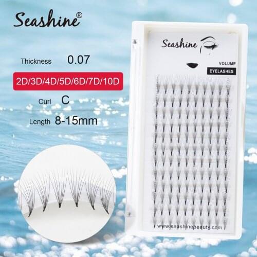 Seashine Lashes Extension 2D3D4D5D6D7D10D Lashes Extension Russian Volume False Eyelashes Pre-made-Volume-Fans Eyelash Extension