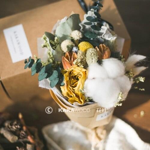 Mori Small Bouquet Natural Dry Bouquet Mini Gift Flower Cotton Bouquet Flower Gift Box Holiday Gift