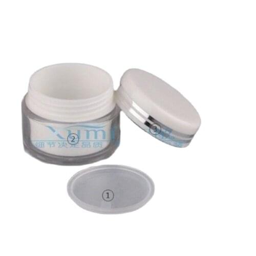 Wholesale,30G white Cream Jar,Double Layer,Plastic Cosmetic Container,Screw Cap,Empty Makeup Sub-bottling,Sample Mask Canister
