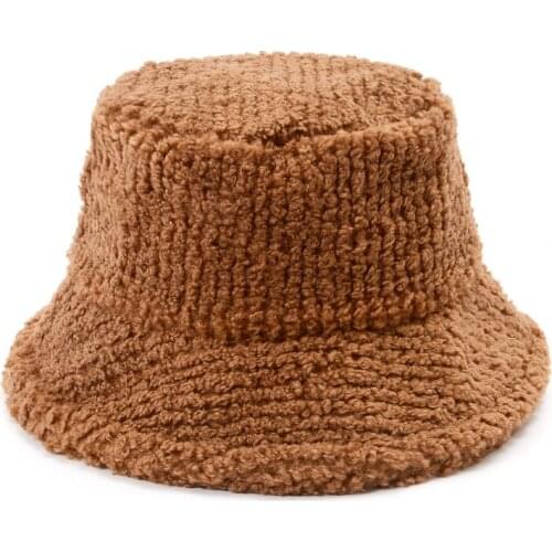 Autumn Winter Striped Faux Fur Bucket Hats Women Fashion Solid Warm Sun Hat Bob Female Girls Outdoor Travel Fisherman Hat Panama