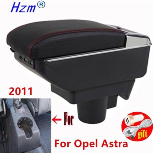 For Opel Astra H Armrest Box For Opel Astra Car Central Armrest Storage Box modification accessories USB Easy install