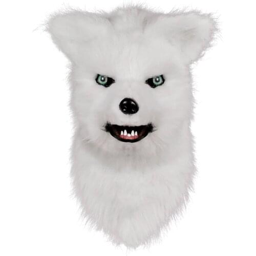 Movable Mouth Fox Head Mask Artificial Fur for Halloween Costumes Party