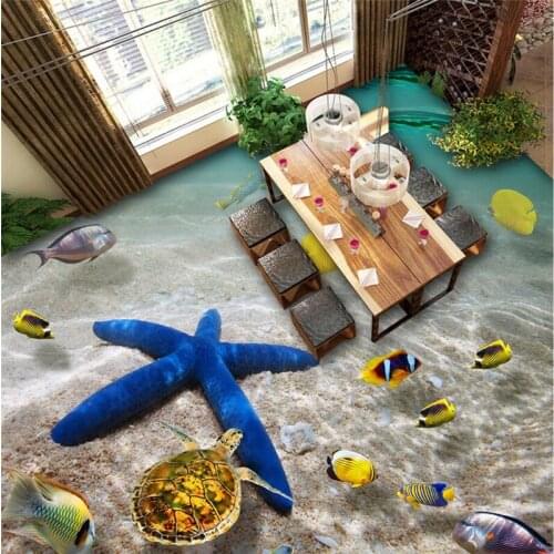 Beibehang Custom Floor Stickers Hotel Bathroom 3D wall papers home decor Self-adhesive PVC Non-slip Mural Wallpaper roll