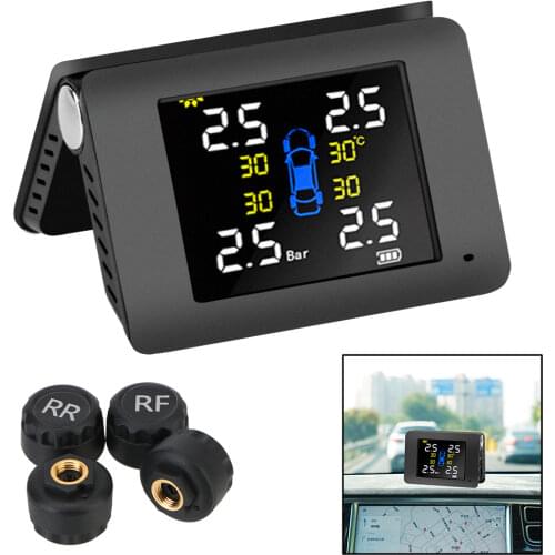 With 4 External or Built-in Sensors Solar Power TPMS LED Display Car Tire Pressure Monitoring System