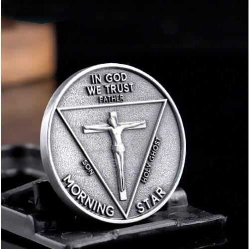 Satanic Lucifer Morning Star Coin Pentecostal Jesus Cross Commemorative Metal Art Collection