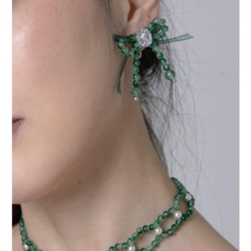 Korean Simple Cubic Zirconia Bowknot Drop Dangle Earrings Crystal Earrings for Womens Femme Holiday Instajewelry Accessories