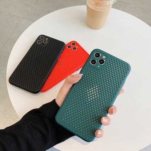 For iphone 12 Pro Max 12 mini 11 12 Pro Heat Dissipation Mesh Breathable Cooling Phone Case for iphone 6 7 8 Plus XR XS MAX