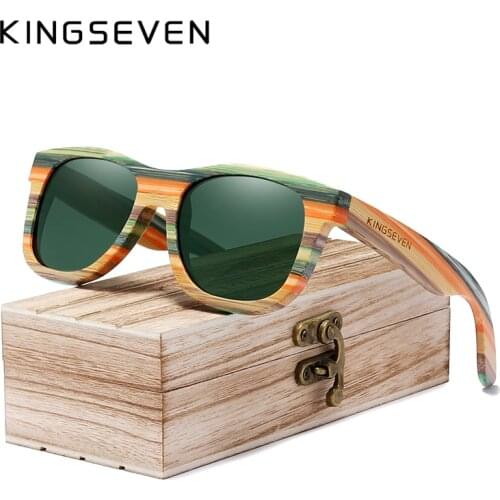 KINGSEVEN Retro Bamboo Sunglasses Men Women Polarized Mirror UV400 Sun Glasses Full Frame Wood Shades Goggles Handmade