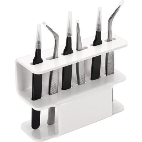 Acrylic 6 Hole Grafting Eyelashes Tweezers Storage Rack Nail Tool Display Stand S-type Design Saves Space and Volume