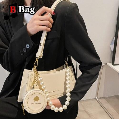 Women Advanced sense Handbag PU Leather one Shoulder Underarm Bag Female Solid Color baguette bag Retro Fashion Handbag