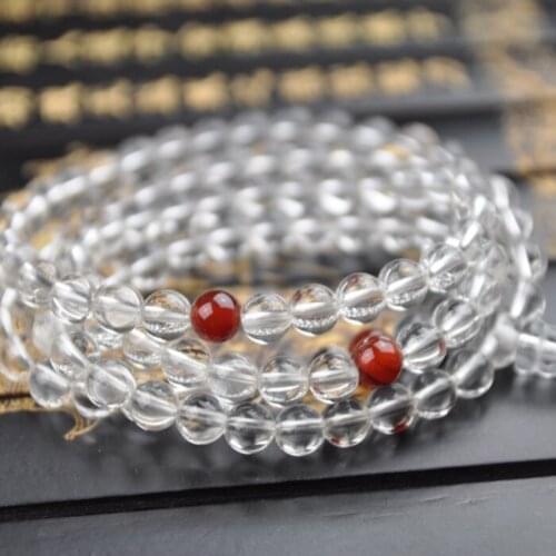 Light-up natural white crystal 108 Buddha bead bracelet