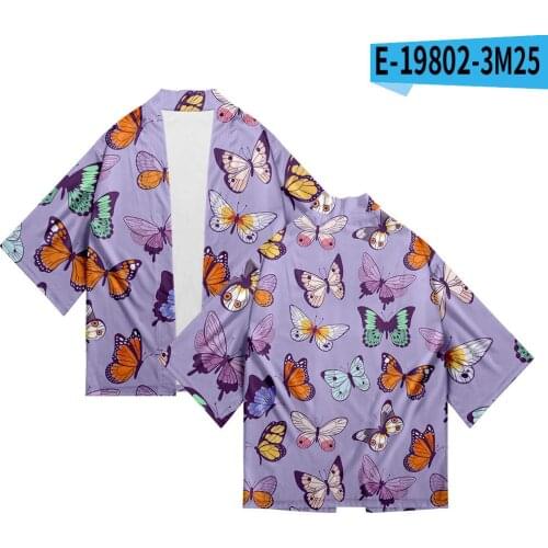 Butterfly 3D Printing Japanese Kimono Haori Yukata Women/Mens Fashion Summer Casual Cool Short Sleeve boy/girls Cardigan