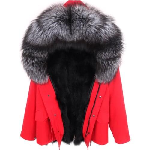 2021 New Real Fur Parka Women Winter Jacket Real Raccoon Fur Hooded Coat Nature Raccoon Fur Lining Jackets women Real Fur Coat