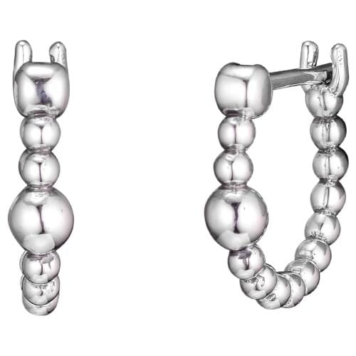 String of Beads Hoop Earrings Sterling Silver Jewelry Woman DIY Fashion Jewelry Party Earrings