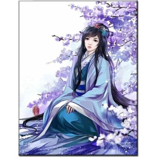 Woman Japan style rhinestone embroidery wall decor mosaic diamond art full square round drill 5d diy diamond paintingZP-3042