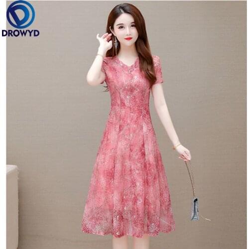 2021 Beach Pink Print Midi Dress Women Summer Fashion Short Sleeve V-neck Bodycon Chiffon Dress Elegant Boho Sexy Party Vestidos