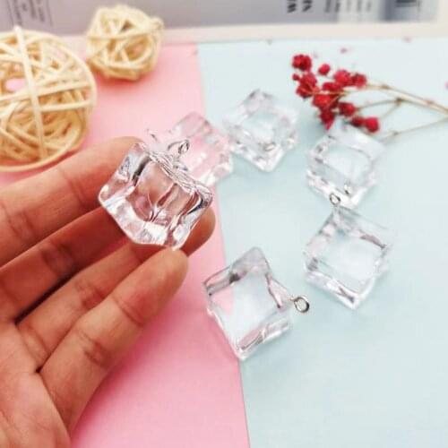 10Pc Artificial Ice Acrylic Cubes Fake Crystal Charms Pendants Handmade Accessories Jewelry DIY Earring Necklace Keychain