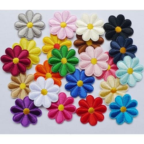 10PCS Embroidery Daisy Sunflower Flowers Sew Iron On Patches Badges Daisy For Dresses Bag Hat Jeans Clothes Applique DIY Crafts