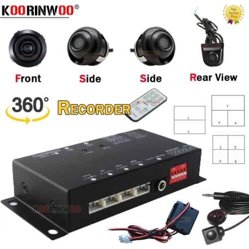 Koorinwoo Car DVR Recorder 9-36V Parking System Switch Split Box 4 for Left Side Right Front Rear view camera Trigger Activated