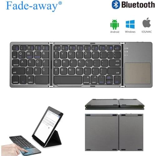 Mini Folding Keyboard with Touchpad Rechargeable for Windows Android IOS Wireless Bluetooth Keyboard for Tablet PC Laptop iPad